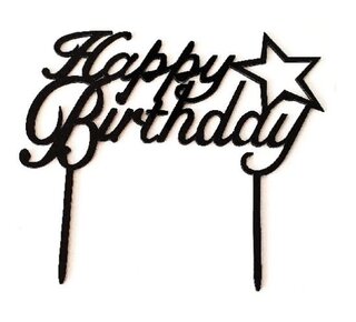 tastyme Cake topper happy birthday ster zwart