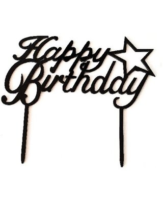 tastyme Cake topper happy birthday ster zwart