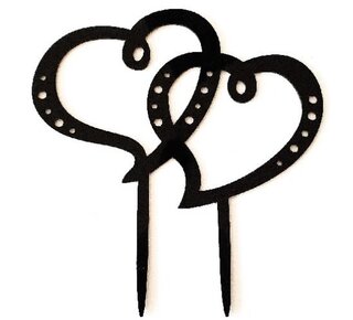 Dubbel hart zwart acryl taarttopper