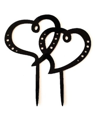Dubbel hart zwart acryl taarttopper