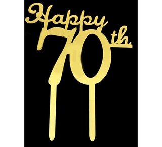 tastyme Cake topper happy 70th goud