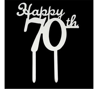 tastyme Cake topper happy 70th zilver