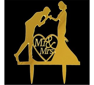tastyme Cake topper Mr&mrs handkus goud