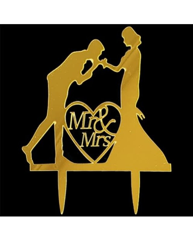 tastyme Cake topper Mr&mrs handkus goud