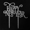 Cake topper Happy New Year zilver sparkle