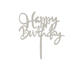 Happy birthday Topper zilver 14cm