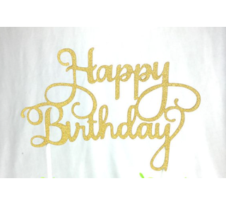 happy birthday topper papier / goud 10 stuks