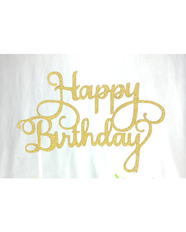 happy birthday topper papier / goud 10 stuks