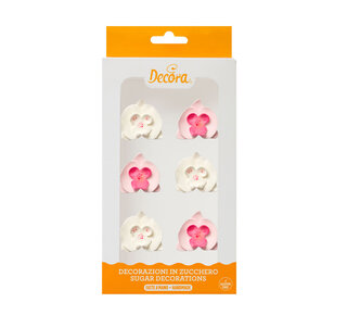 decora suikerdecoratie Orchidee roze en wit