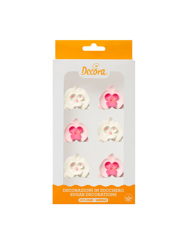 decora suikerdecoratie Orchidee roze en wit