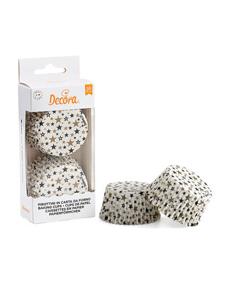 decora Goud/zwart sterren baking cups 36st