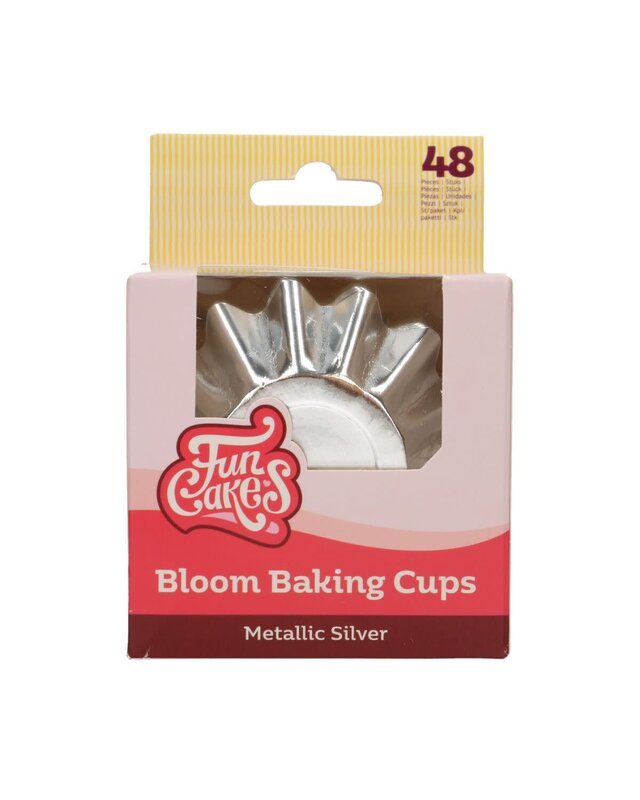 Funcakes FunCakes Bloom Baking Cups - Metallic zilver pk/48