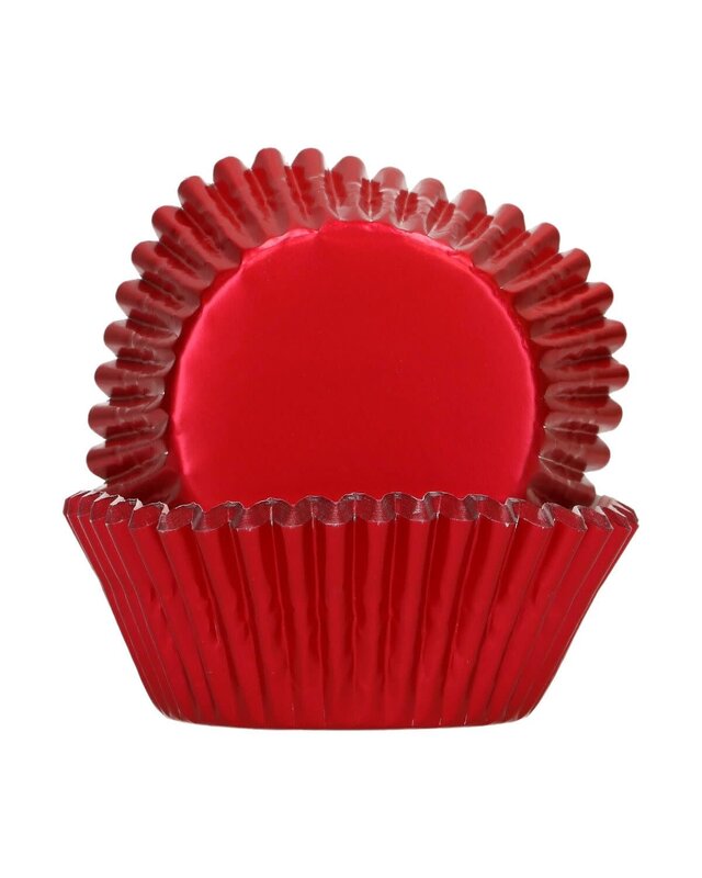 Funcakes FunCakes Folie Baking Cups - Metallic Rood pk/48