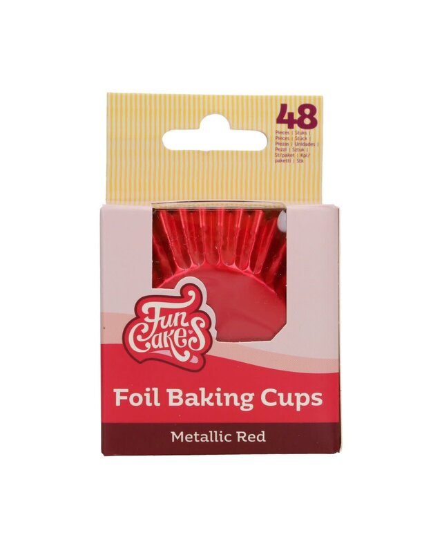 Funcakes FunCakes Folie Baking Cups - Metallic Rood pk/48