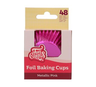Funcakes FunCakes Folie Baking Cups - Metallic Roze pk/48