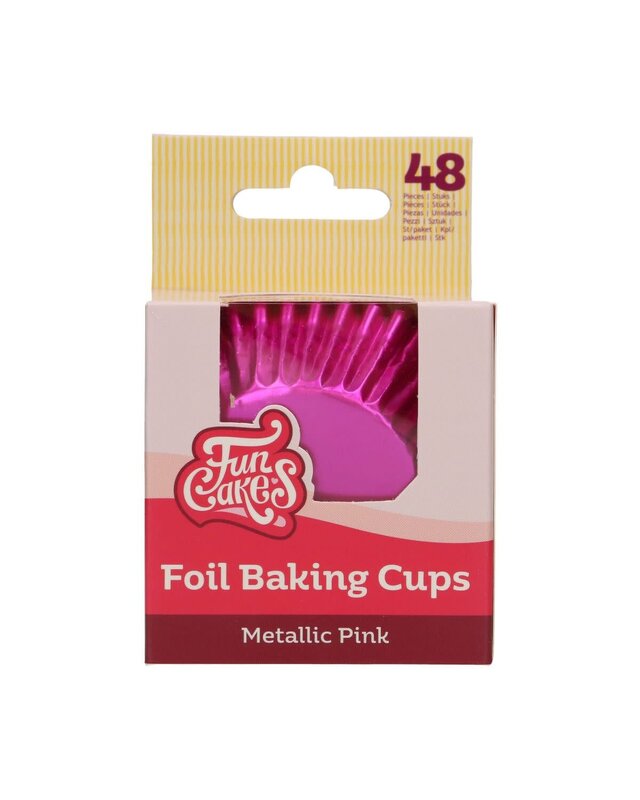 Funcakes FunCakes Folie Baking Cups - Metallic Roze pk/48