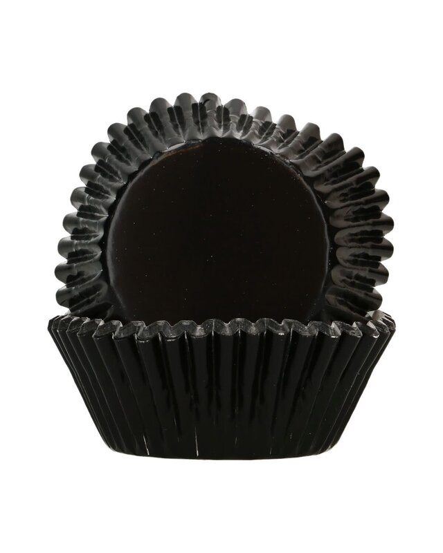 Funcakes FunCakes Folie Baking Cups - Metallic Zwart pk/48
