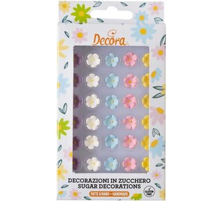 decora Suikerdecoratie kleine gekleurde bloemen variatie 30st