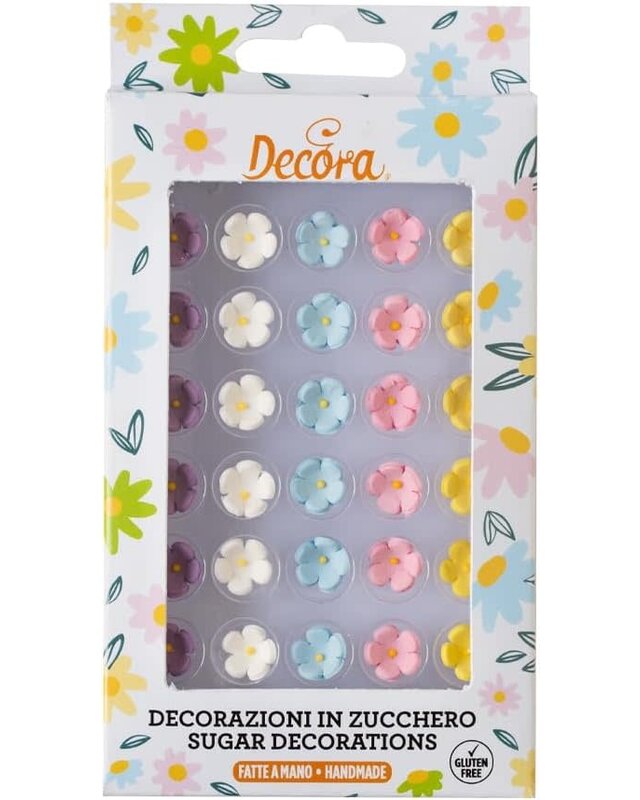 decora Suikerdecoratie kleine gekleurde bloemen variatie 30st
