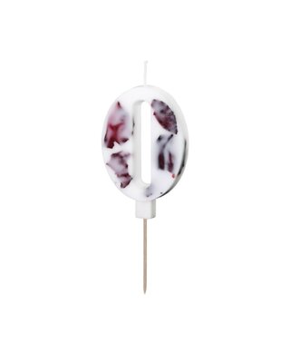 party deco Cijferkaars  0 - Wit met Bloemen