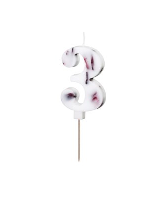 party deco Cijferkaars 3 - Wit met Bloemen