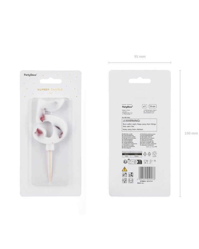 party deco Cijferkaars 5 - Wit met Bloemen