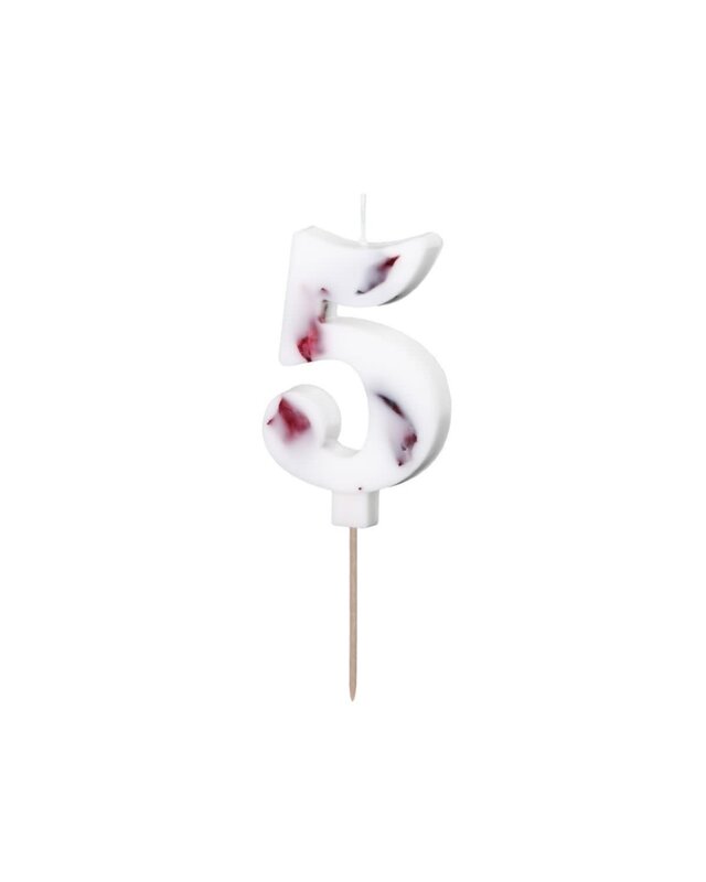 party deco Cijferkaars 5 - Wit met Bloemen