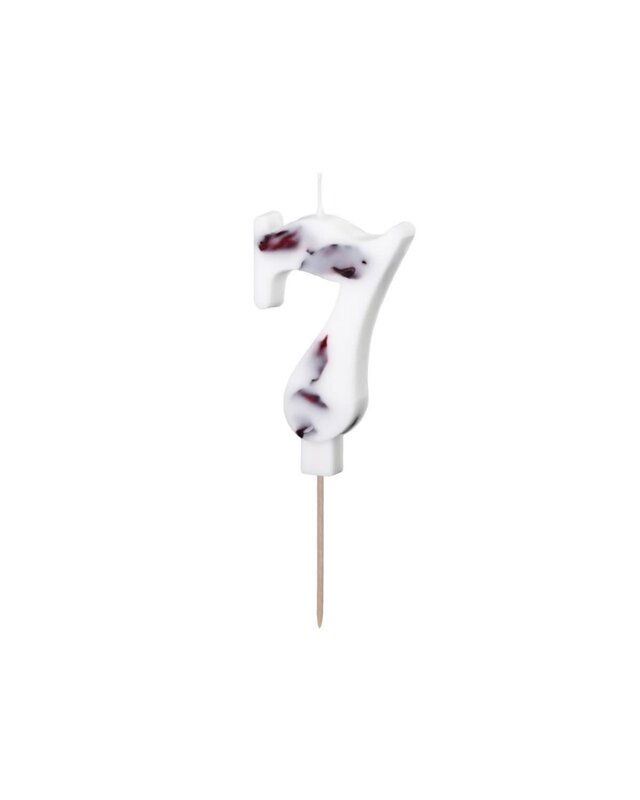 party deco Cijferkaars 7 - Wit met Bloemen