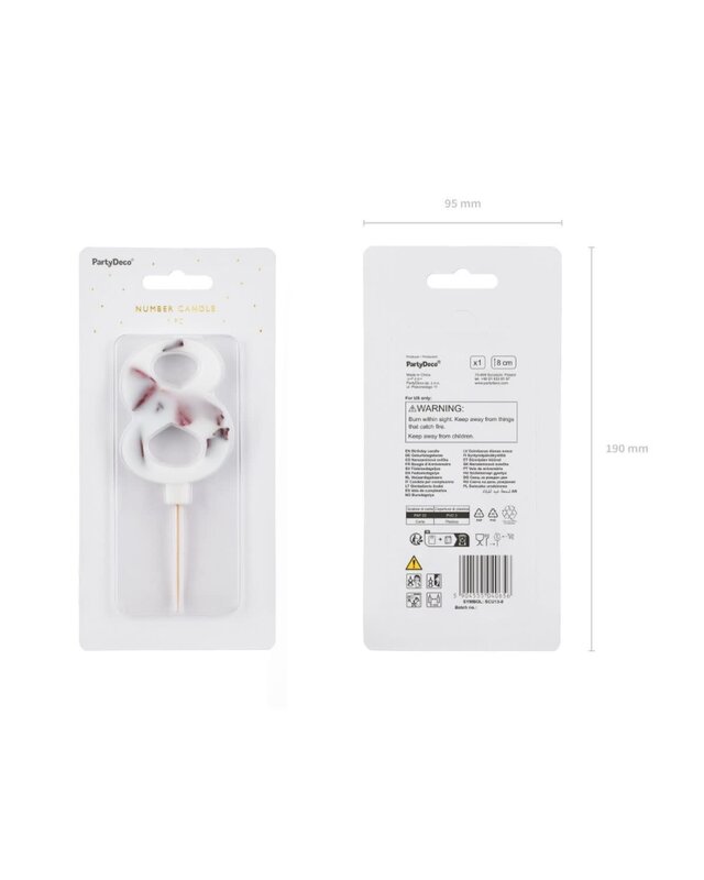 party deco Cijferkaars 8 - Wit met Bloemen