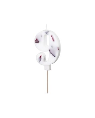 party deco Cijferkaars 9 - Wit met Bloemen