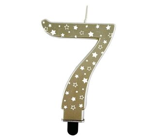 Haza Kaars cijfer 7 goud sterren 8,5cm