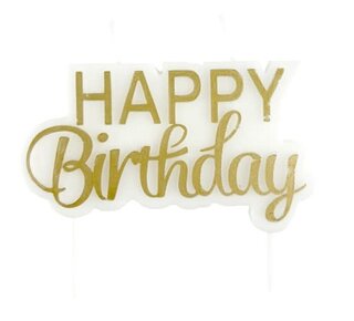 Haza Kaars ’Happy Birthday’ goud (7cm)