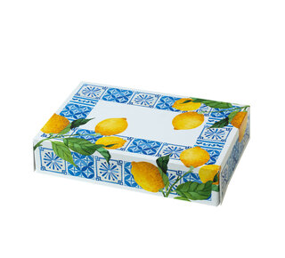 decora Treat box 23,5x16x5cm  blauwe tegel en citroenen