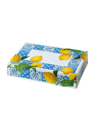 decora Treat box 23,5x16x5cm  blauwe tegel en citroenen