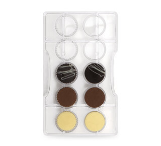 ronde en geribbelde schrijven chocolade mal