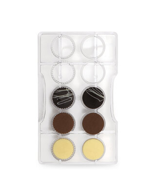 ronde en geribbelde schrijven chocolade mal