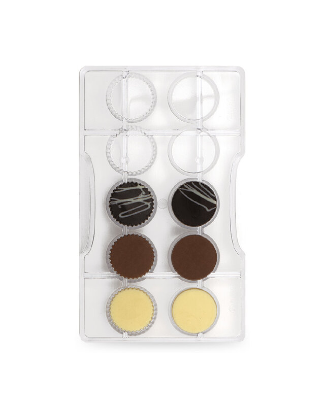 ronde en geribbelde schrijven chocolade mal