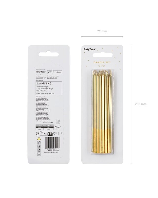 party deco PartyDeco Kaarsen Goud 12/pcs