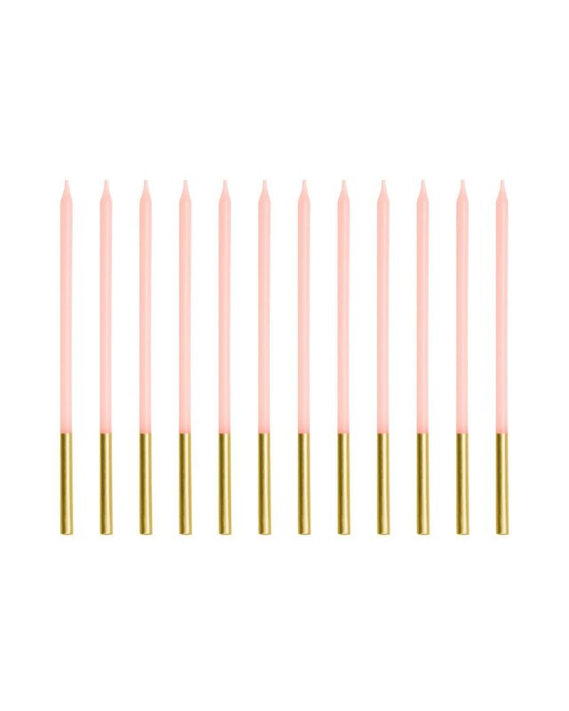 party deco PartyDeco Kaarsen Roze/Goud 12/pcs