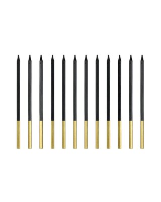 party deco PartyDeco Kaarsen Zwart/Goud 12/pcs