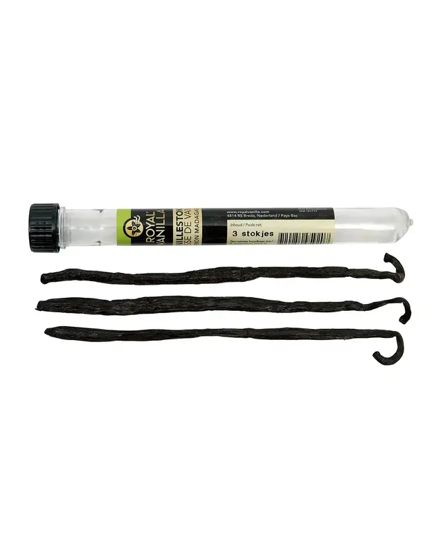 Royal Vanilla Royal Vanillestokjes Bourbon Biologisch 3st. (ca. 9gr)