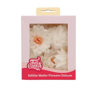 Funcakes FunCakes Edible Wafer Flowers Deluxe Lotus White Medium pk/10