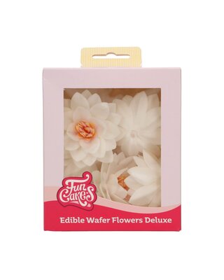 Funcakes FunCakes Edible Wafer Flowers Deluxe Lotus White Medium pk/10