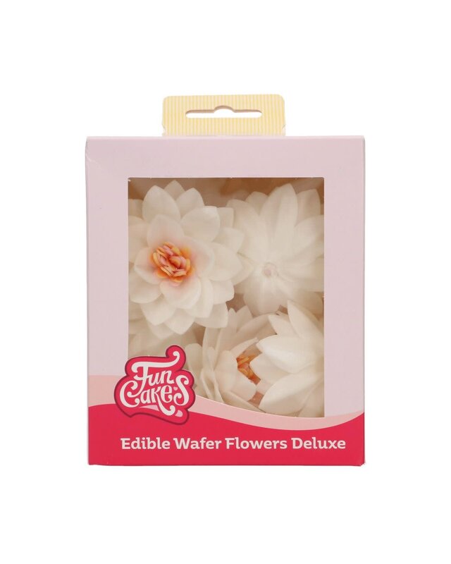 Funcakes FunCakes Edible Wafer Flowers Deluxe Lotus White Medium pk/10
