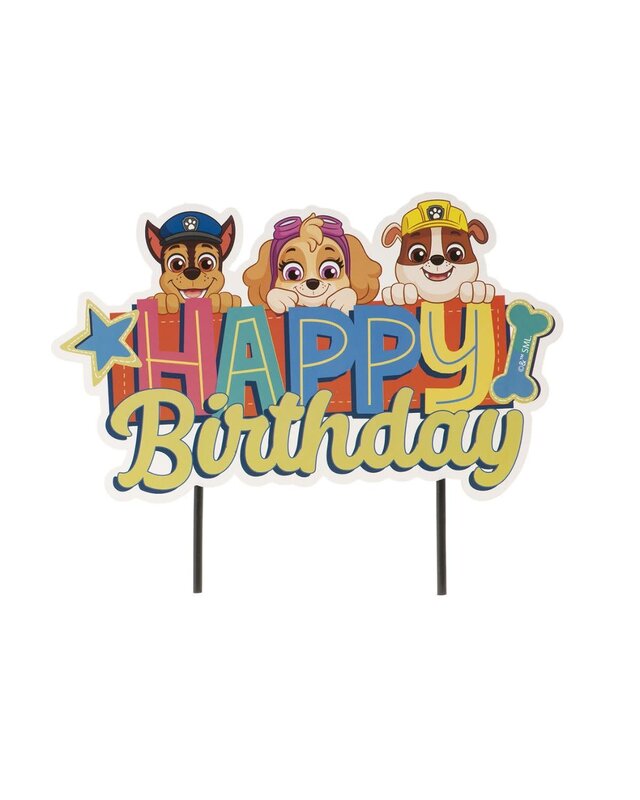 dekora Dekora Paw Patrol Happy Birthday Cake Topper 17 x 15 cm