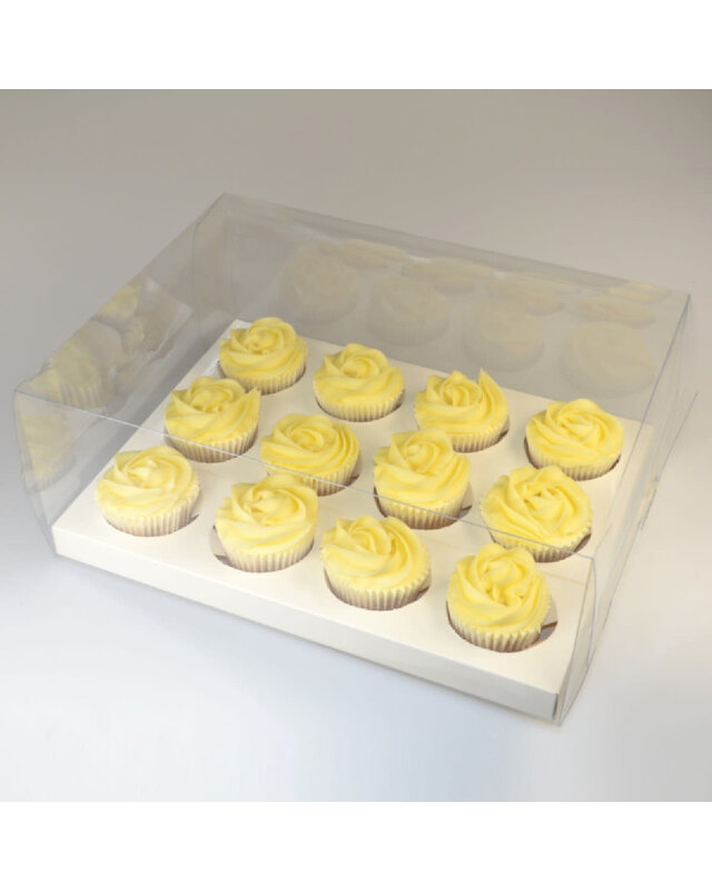 House of Marie Cupcake Doos 12 Transparant (incl. tray)