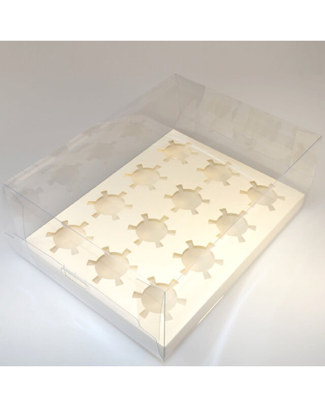 House of Marie Cupcake Doosje 12 Transparant (incl. tray)