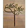 Mr & Mrs topper sierlijk goud acryl