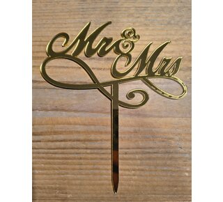 Mr & Mrs topper sierlijk goud acryl