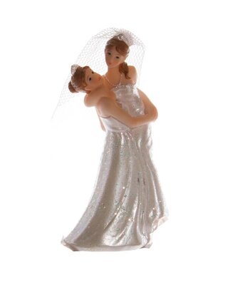 Taarttopper Bruidspaar Vrouwen Polystone 9,5cm